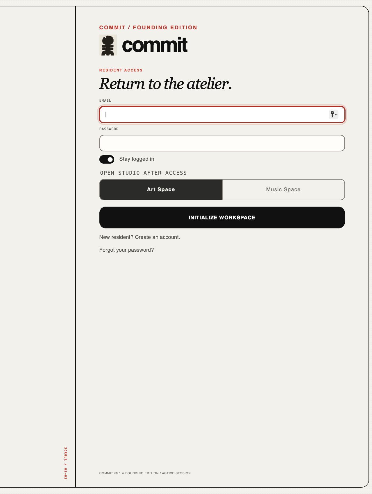 Commit workspace access and creative-role selection preview